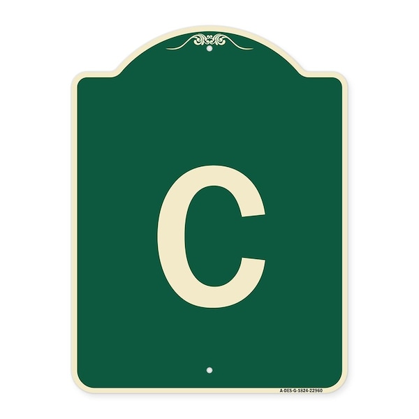 Signmission Designer Series Sign W/ Letter C, Green & Tan Heavy-Gauge Aluminum Sign, 24" x 18", G-1824-22960 A-DES-G-1824-22960 - main
